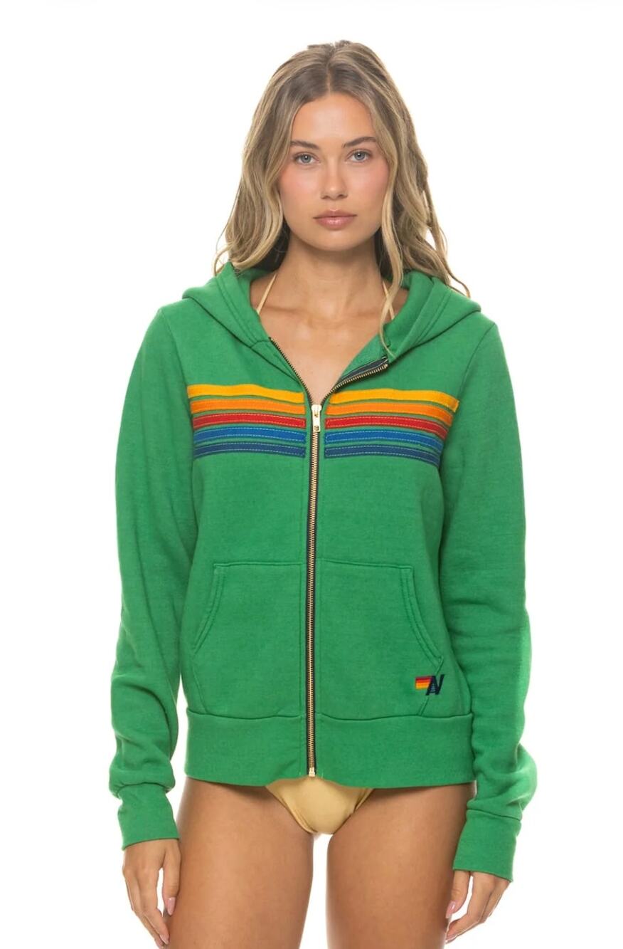 Aviator National 5-Stripe Hoodie Kelly Green Size Large Unisex Zip-Up Casual